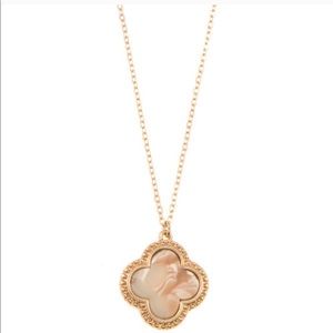 Gold Cream Clover Necklace Women Acetate Pendant